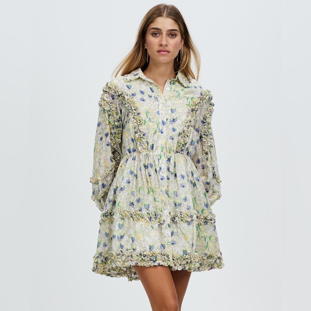*Last Chance* Elliatt Kendari Long Sleeve Babydoll Dress Multi 🤍 - Picture 4 of 8